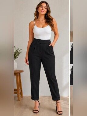 Black High-Waist Tapered Trousers NWT Size 29 Waist